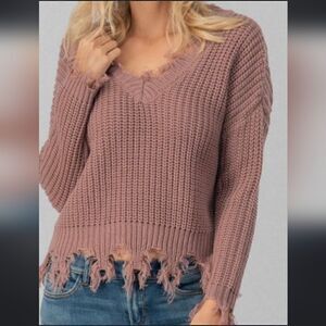 Love tree frayed sweater
